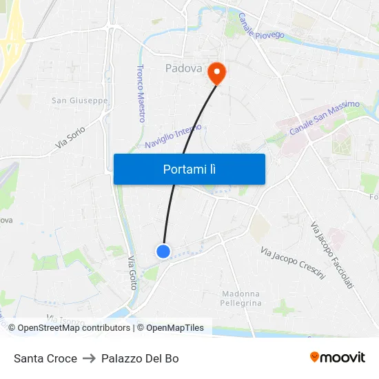 Santa Croce to Palazzo Del Bo map