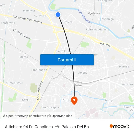 Altichiero 94 Fr. Capolinea to Palazzo Del Bo map