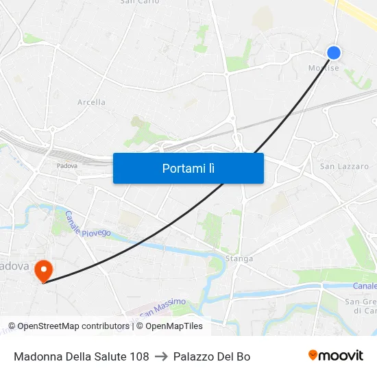 Madonna Della Salute 108 to Palazzo Del Bo map