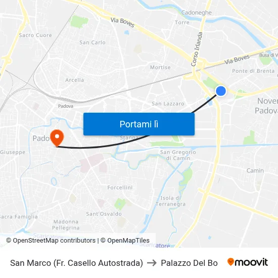 San Marco (Fr. Casello Autostrada) to Palazzo Del Bo map