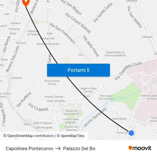 Capolinea Pontecorvo to Palazzo Del Bo map