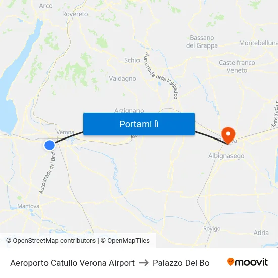 Aeroporto Catullo Verona Airport to Palazzo Del Bo map