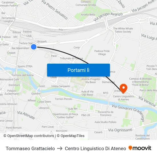 Tommaseo Grattacielo to Centro Linguistico Di Ateneo map