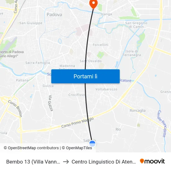Bembo 13 (Villa Vanna) to Centro Linguistico Di Ateneo map