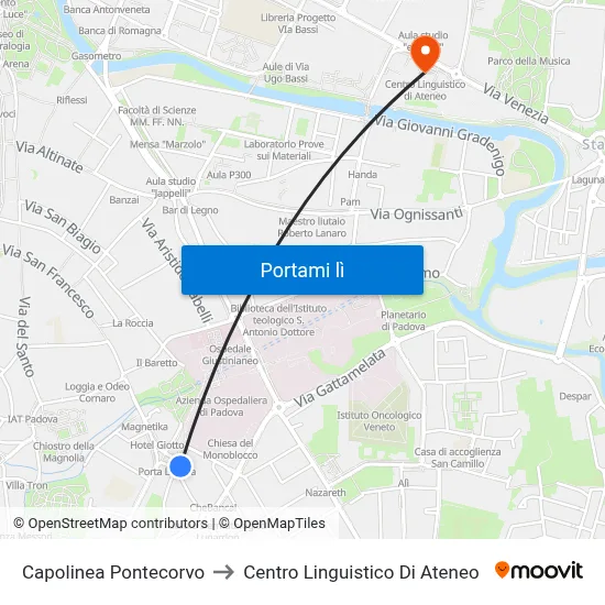 Capolinea Pontecorvo to Centro Linguistico Di Ateneo map