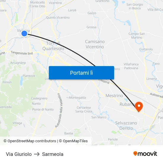 Via Giuriolo to Sarmeola map