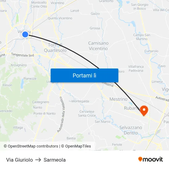 Via Giuriolo to Sarmeola map