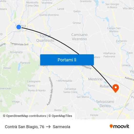 Contrà San Biagio, 76 to Sarmeola map
