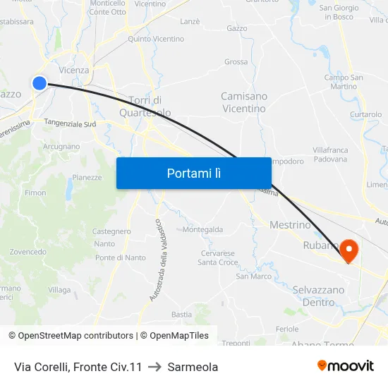 Via Corelli, Fronte Civ.11 to Sarmeola map