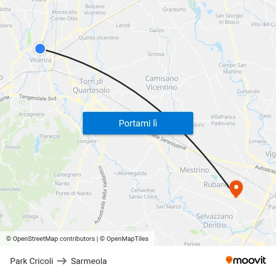 Park Cricoli to Sarmeola map