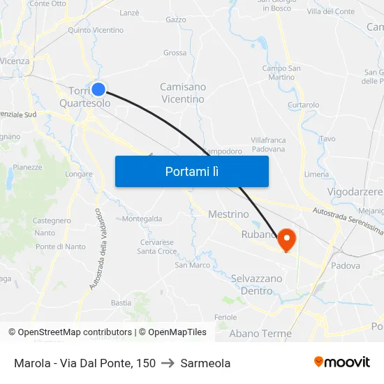 Marola - Via Dal Ponte, 150 to Sarmeola map
