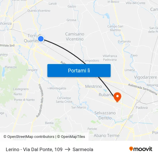 Lerino - Via Dal Ponte, 109 to Sarmeola map
