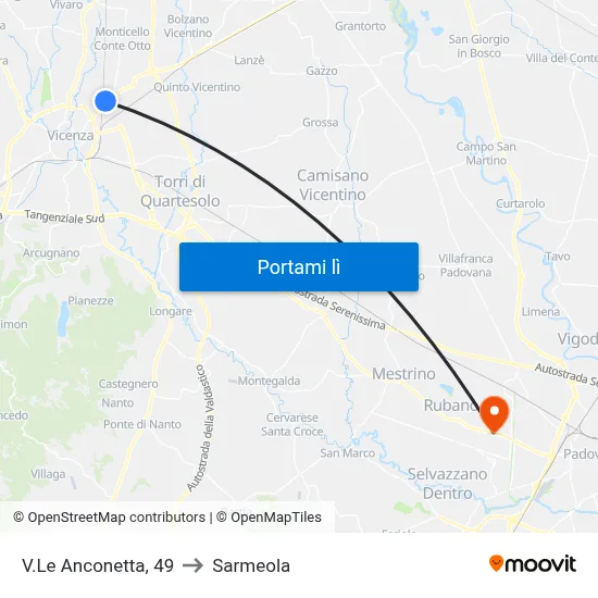 V.Le Anconetta, 49 to Sarmeola map