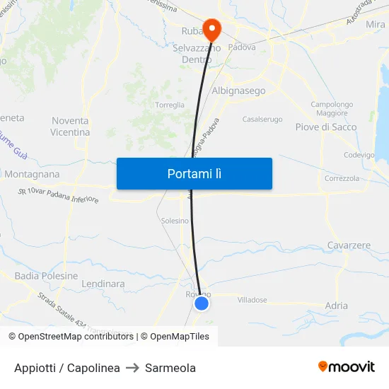 Appiotti / Capolinea to Sarmeola map