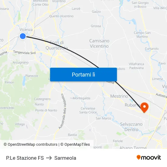 P.Le Stazione FS to Sarmeola map