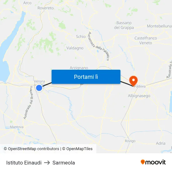 Istituto Einaudi to Sarmeola map