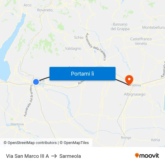Via San Marco III A to Sarmeola map