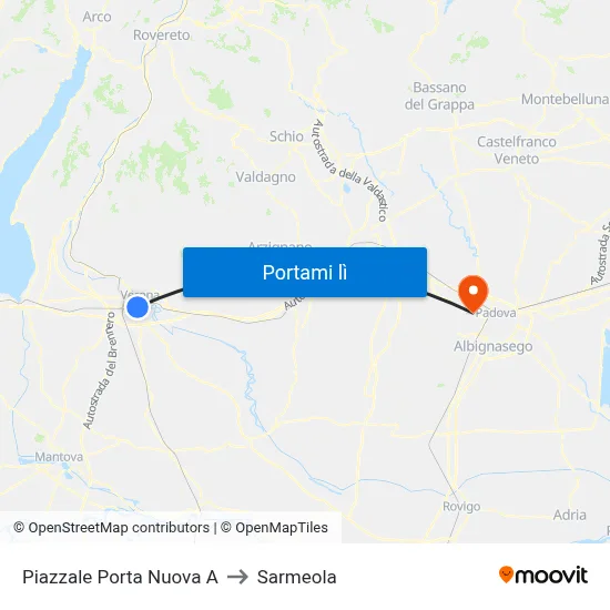 Piazzale Porta Nuova A to Sarmeola map