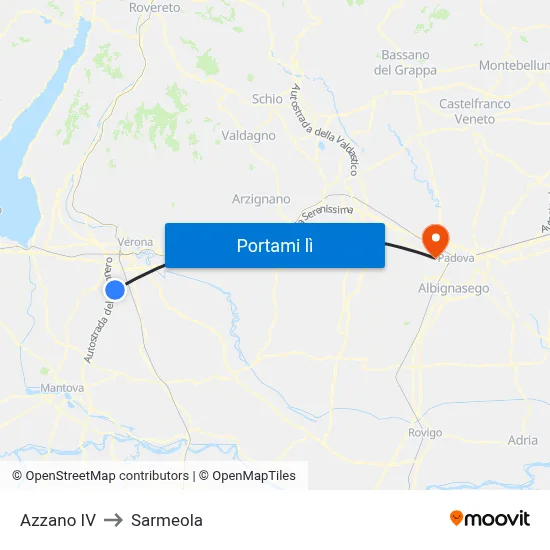Azzano IV to Sarmeola map