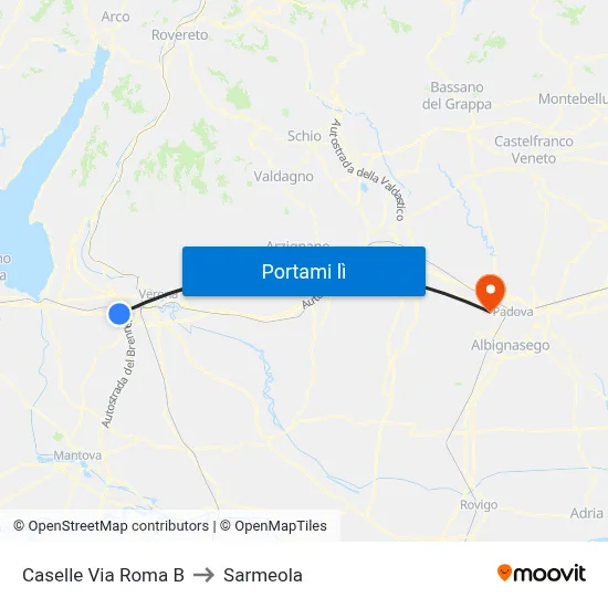 Caselle Via Roma B to Sarmeola map