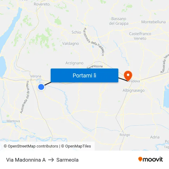 Via Madonnina A to Sarmeola map