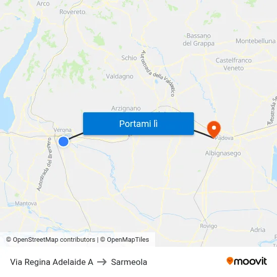 Via Regina Adelaide A to Sarmeola map