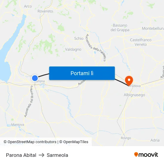 Parona Abital to Sarmeola map