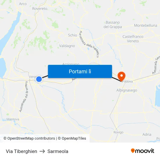 Via Tiberghien to Sarmeola map