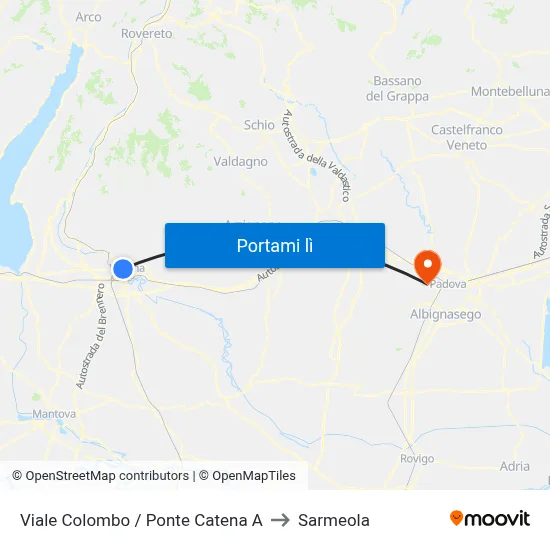 Viale Colombo / Ponte Catena A to Sarmeola map