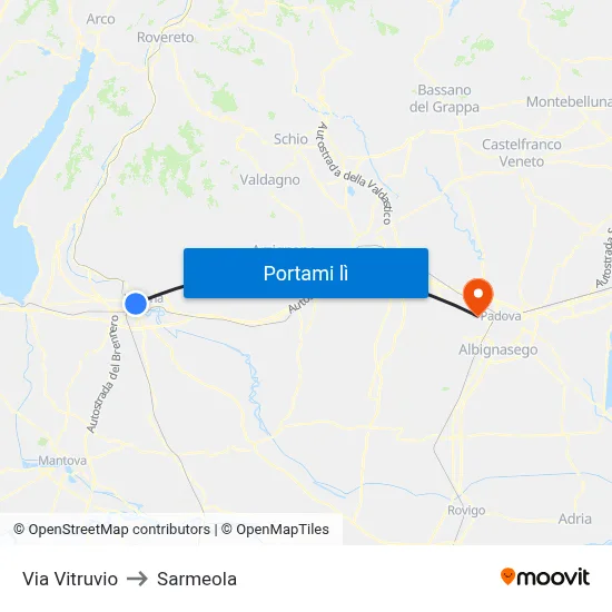 Via Vitruvio to Sarmeola map