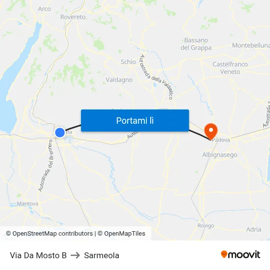 Via Da Mosto B to Sarmeola map