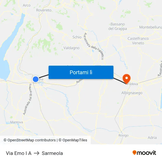 Via Emo I A to Sarmeola map