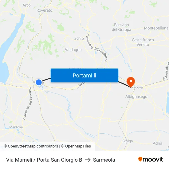 Via Mameli / Porta San Giorgio B to Sarmeola map
