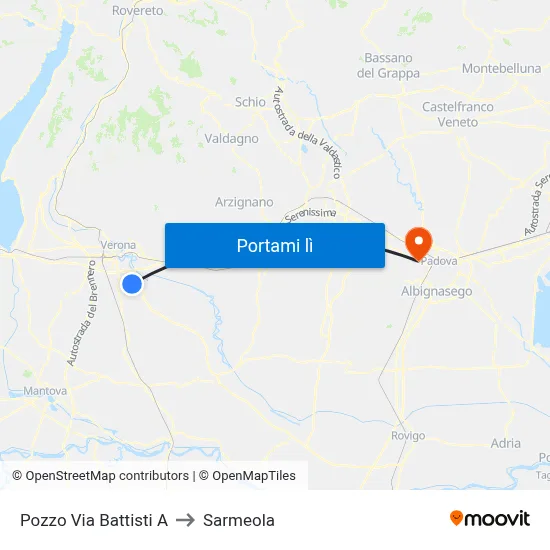 Pozzo Via Battisti A to Sarmeola map