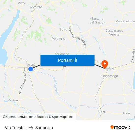 Via Trieste I to Sarmeola map