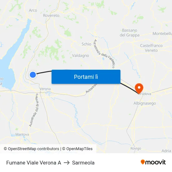 Fumane Viale Verona A to Sarmeola map