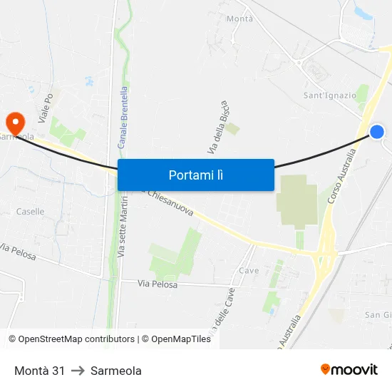 Montà 31 to Sarmeola map