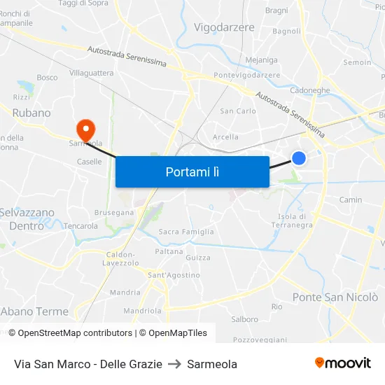 Via San Marco - Delle Grazie to Sarmeola map