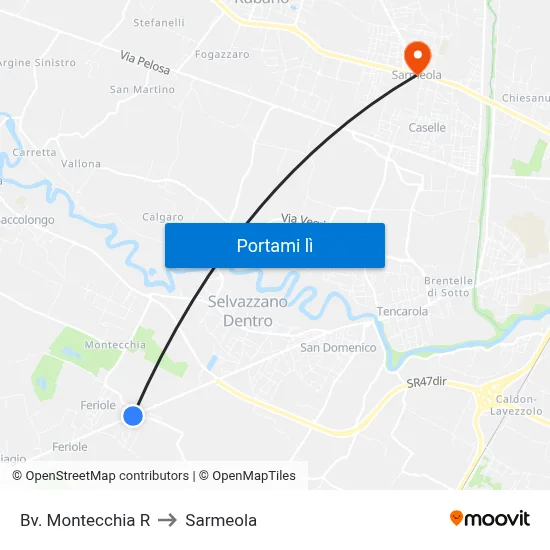 Bv. Montecchia R to Sarmeola map