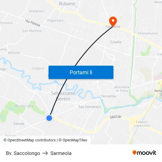 Bv. Saccolongo to Sarmeola map