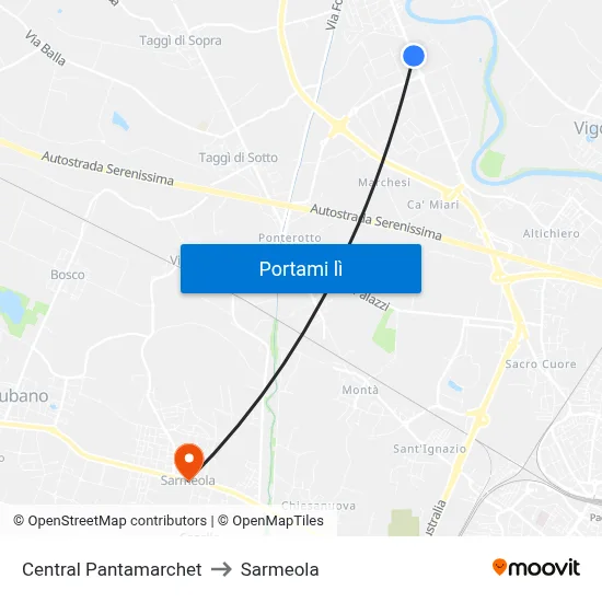 Central Pantamarchet to Sarmeola map