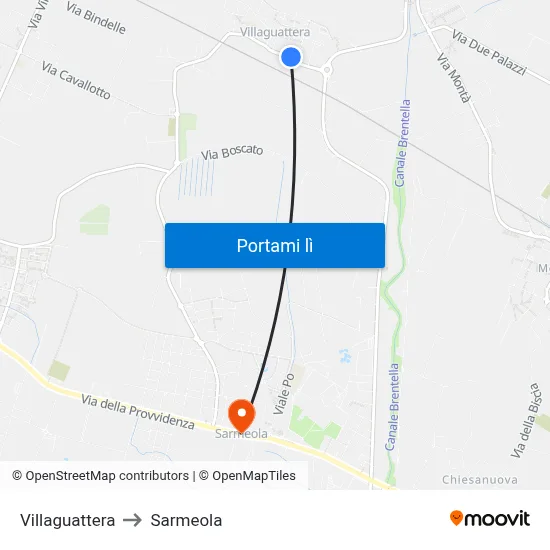 Villaguattera to Sarmeola map