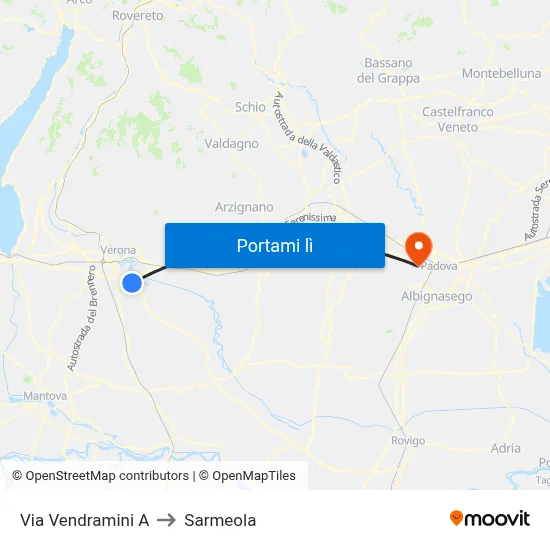 Via Vendramini A to Sarmeola map