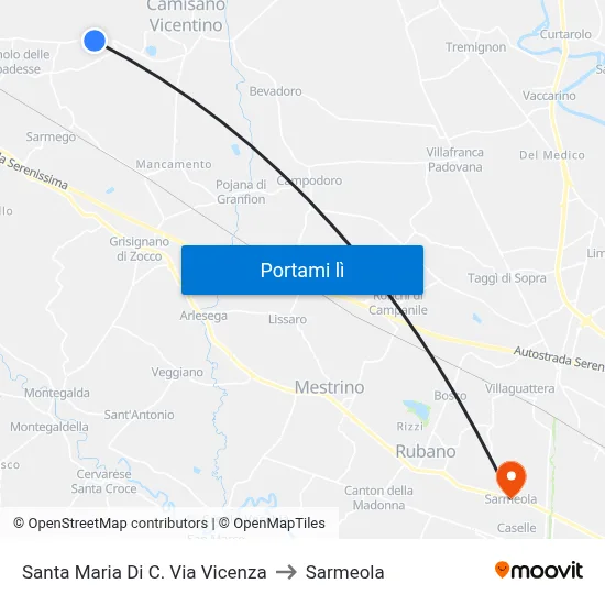 Santa Maria Di C. Via Vicenza to Sarmeola map