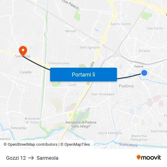 Gozzi 12 to Sarmeola map