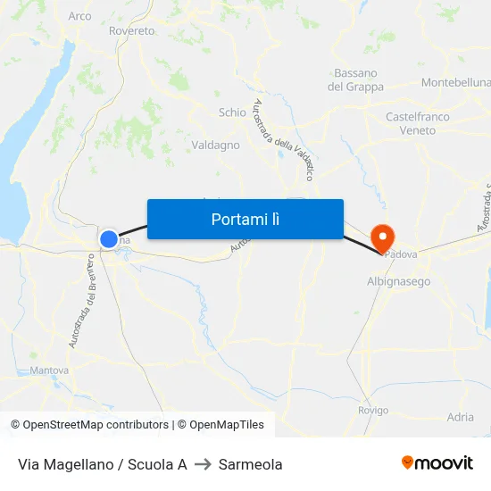Via Magellano / Scuola A to Sarmeola map