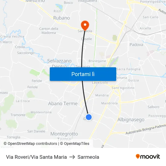 Via Roveri/Via Santa Maria to Sarmeola map