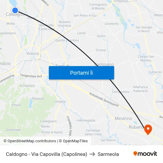 Caldogno - Via Capovilla (Capolinea) to Sarmeola map