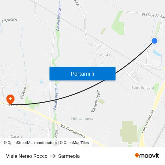 Viale Nereo Rocco to Sarmeola map