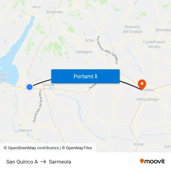 San Quirico A to Sarmeola map